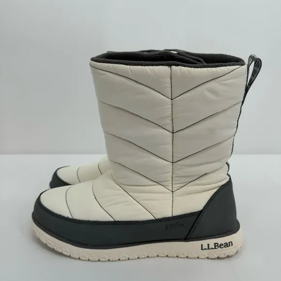 NWOB LL Bean Women's White Nylon Ultralight Quilted Insulated  Boots Size 10M