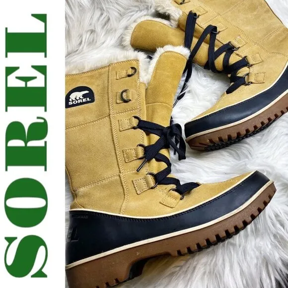 NWOB SOREL Tivoli High II Insulated Faux Fur Mid Calf Winter Boots Tan, Size 9.5