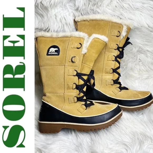 NWOB SOREL Tivoli High II Insulated Faux Fur Mid Calf Winter Boots Tan, Size 9.5