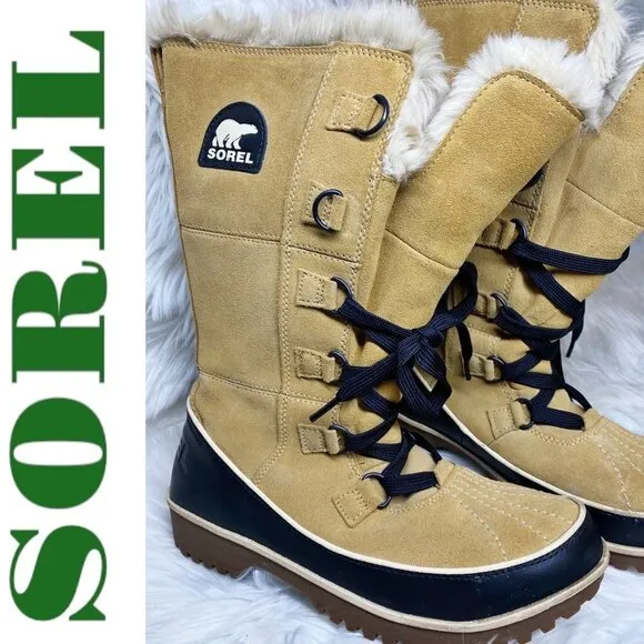 NWOB SOREL Tivoli High II Insulated Faux Fur Mid Calf Winter Boots Tan, Size 9.5