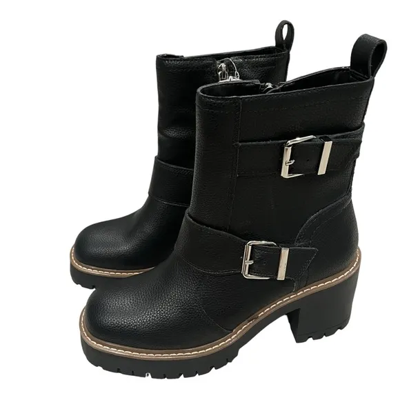 NWOT, Blondo Reno Waterproof Black Leather Combat Boots, Sz 7.5