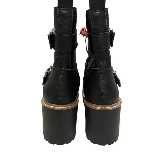 NWOT, Blondo Reno Waterproof Black Leather Combat Boots, Sz 7.5