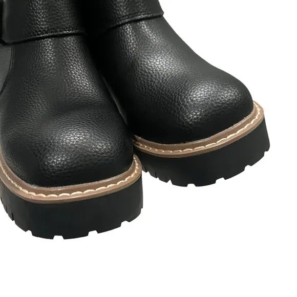 NWOT, Blondo Reno Waterproof Black Leather Combat Boots, Sz 7.5