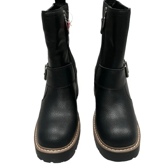 NWOT, Blondo Reno Waterproof Black Leather Combat Boots, Sz 7.5