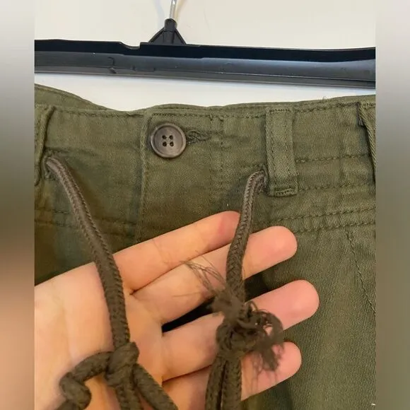 NWOT Free People Chino High Slit  Maxi Skirt High Waisted Green Sz 4 pockets