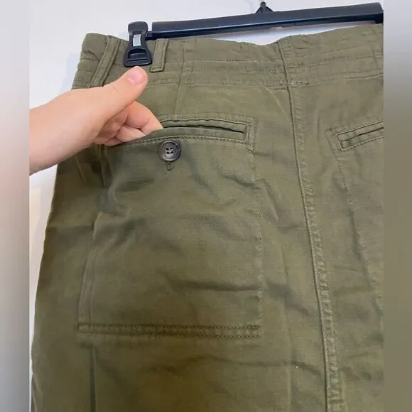 NWOT Free People Chino High Slit  Maxi Skirt High Waisted Green Sz 4 pockets