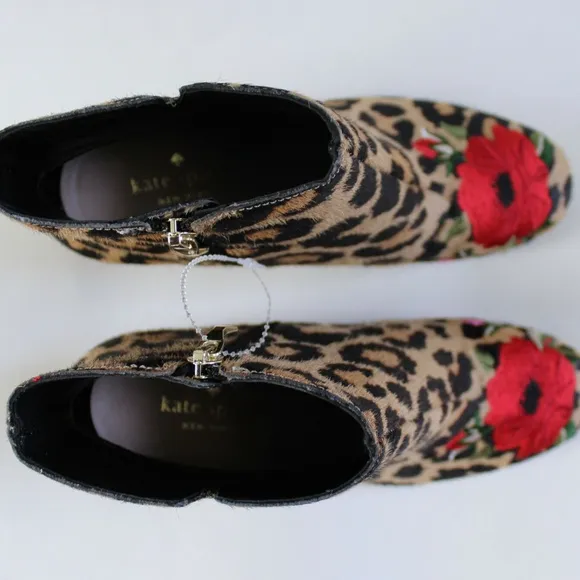 NWOT Kate Spade Leopard Floral Fur Boots NO BOX