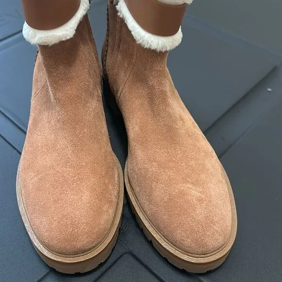 NWOT Kate Spade suede fur trimmed boots booties Bailee Winter