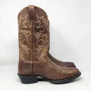 NWOT men's 9 Ariat Heritage R toe western cowboy boot Distressed Brown leather