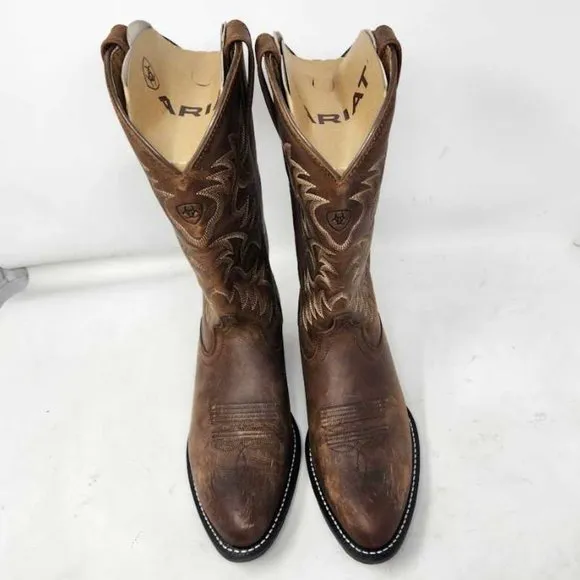 NWOT men's 9 Ariat Heritage R toe western cowboy boot Distressed Brown leather