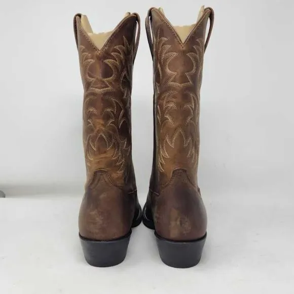 NWOT men's 9 Ariat Heritage R toe western cowboy boot Distressed Brown leather
