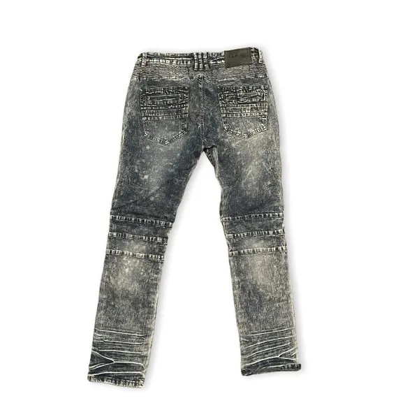 NWOT Men's XRAY Straight-Fit Moto Washed Distressed Blue 5-Pocket Biker Jeans