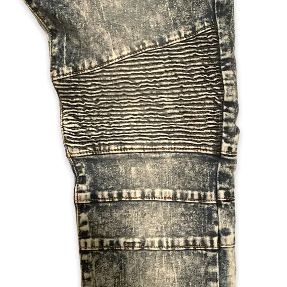 NWOT Men's XRAY Straight-Fit Moto Washed Distressed Blue 5-Pocket Biker Jeans