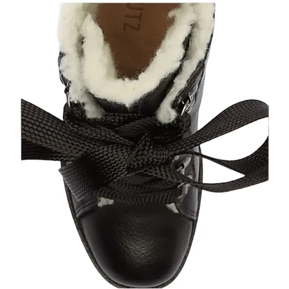 NWOT Schutz Zara Fur-Lined Winter Leather Ankle Boots Black - Sz 11