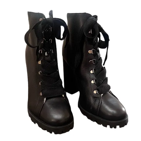 NWOT Schutz Zara Fur-Lined Winter Leather Ankle Boots Black - Sz 11