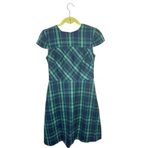 NWOT Vince Camuto Wool Navy and Green Plaid Dress Size 4