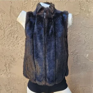 NWOT Worthington Reversible Brown and Black Faux Fur Faux Leather Zip-up Vest