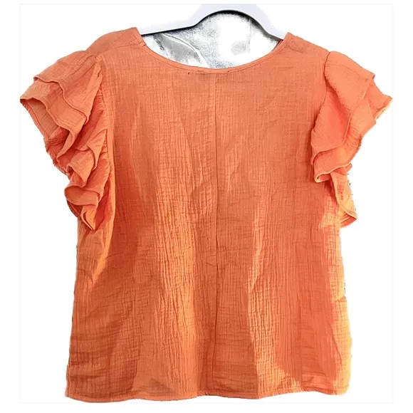NWT 2 Piece DREW’s Ruffled Tangerine Gauzy Tiered Skirt &amp; Top Size Small