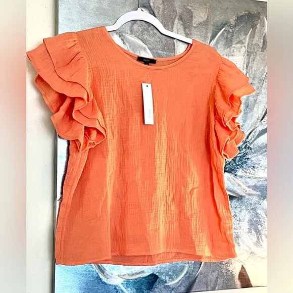 NWT 2 Piece DREW’s Ruffled Tangerine Gauzy Tiered Skirt &amp; Top Size Small