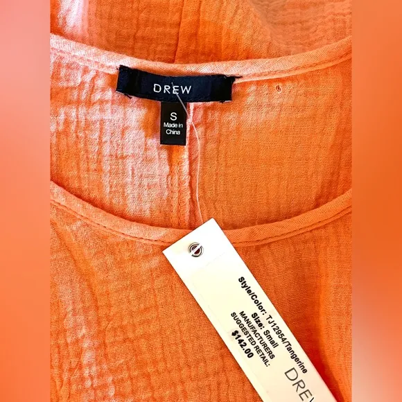 NWT 2 Piece DREW’s Ruffled Tangerine Gauzy Tiered Skirt &amp; Top Size Small
