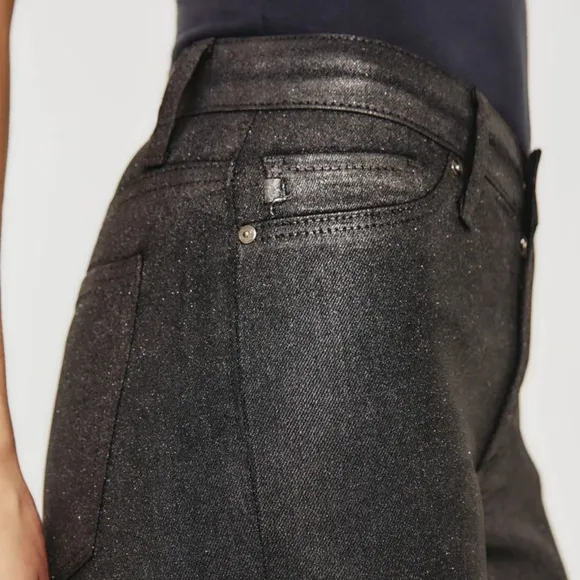 NWT AG Farrah Skinny Ankle Black gunmetal  w/shimmering micro-glitter finish. 23