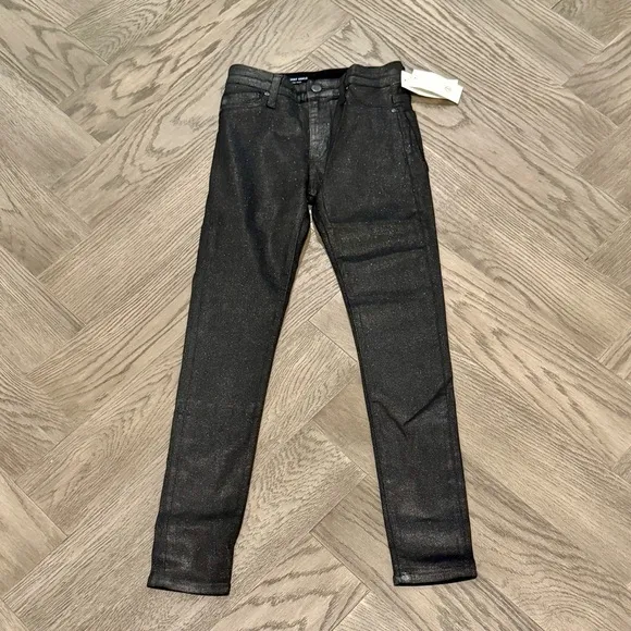 NWT AG Farrah Skinny Ankle Black gunmetal  w/shimmering micro-glitter finish. 23