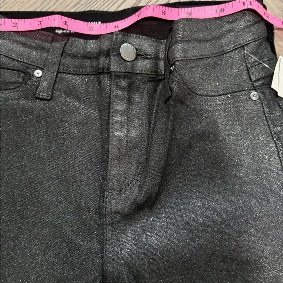 NWT AG Farrah Skinny Ankle Black gunmetal  w/shimmering micro-glitter finish. 23