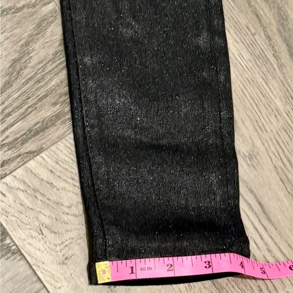 NWT AG Farrah Skinny Ankle Black gunmetal  w/shimmering micro-glitter finish. 23