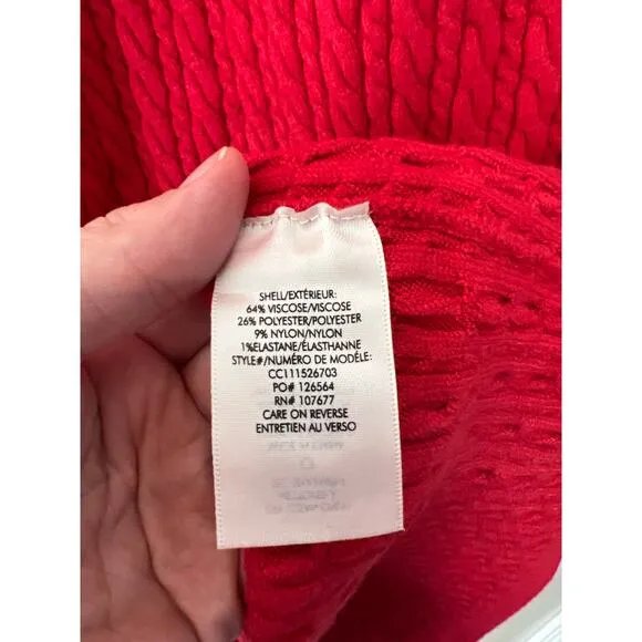 NWT Alice   Olivia Yuna Bright Poppy Red Long Sleeve Cable Knit Sweater Dress XL