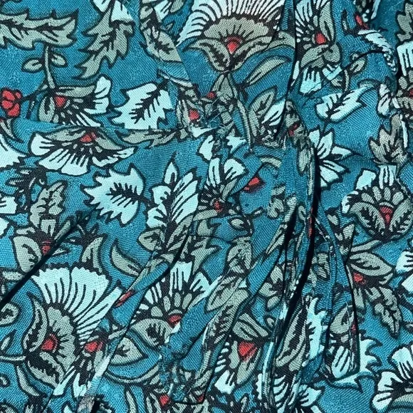 NWT Band Of The Free JEWEL TEAL FLORAL WRAP MAXI DRESS High Low Bohemian Style S