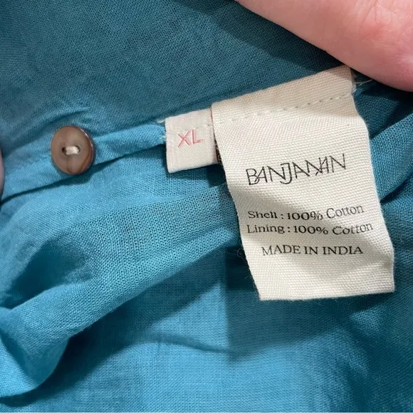 NWT Banjanan Bristol Pearl Midi Dress Women's XL Turquoise Pockets Long Sleeve
