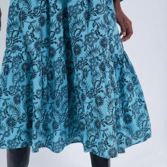 NWT Banjanan Bristol Pearl Midi Dress Women's XL Turquoise Pockets Long Sleeve