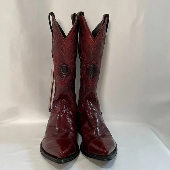 (NWT) CUADRA &quot;Anguila Vino&quot; Western Boots, Wine/Burgundy - 6.5 Men/8.5 Women