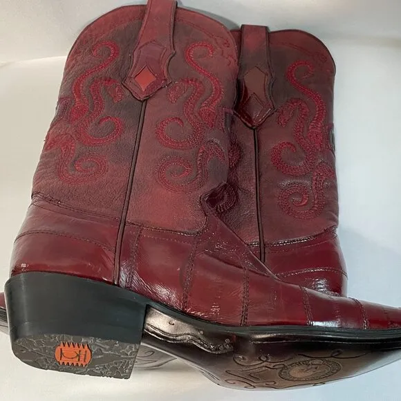 (NWT) CUADRA &quot;Anguila Vino&quot; Western Boots, Wine/Burgundy - 6.5 Men/8.5 Women
