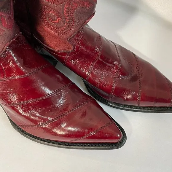 (NWT) CUADRA &quot;Anguila Vino&quot; Western Boots, Wine/Burgundy - 6.5 Men/8.5 Women