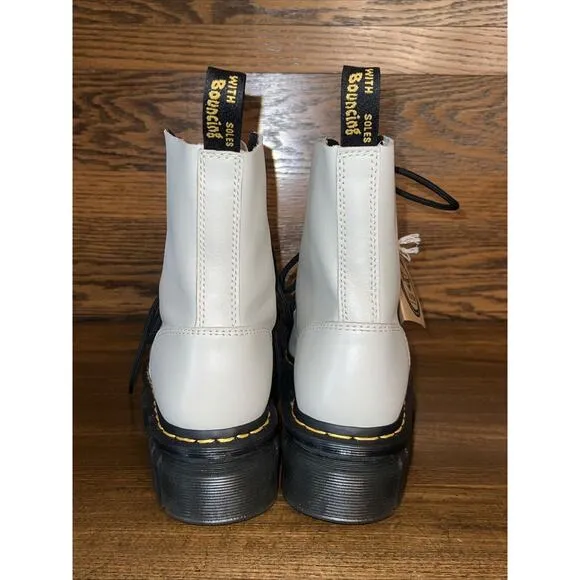 NWT Dr Martens Audrick 8-Eye Women’s Grey Leather Platform Boots Sz US 7 38