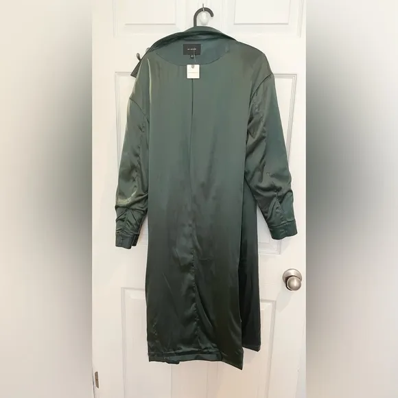 NWT En Saison Hunter green leather trench coat from Anthropologie, size Small.