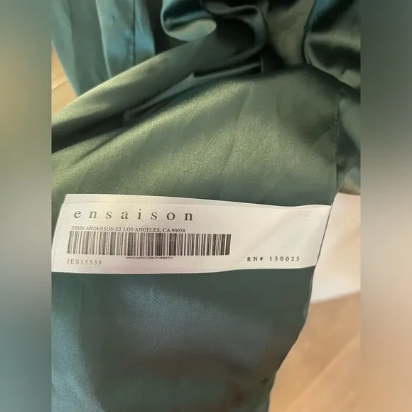 NWT En Saison Hunter green leather trench coat from Anthropologie, size Small.