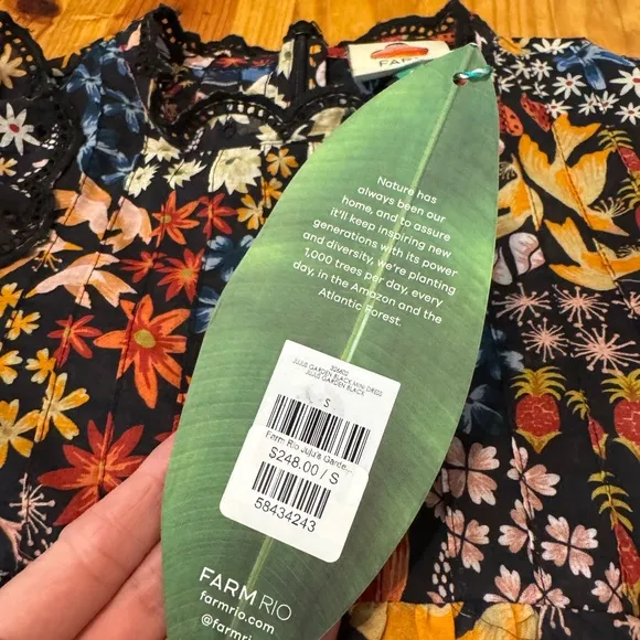 NWT Farm Rio Jujus Garden Black Mini Dress Women’s SIZE SMALL