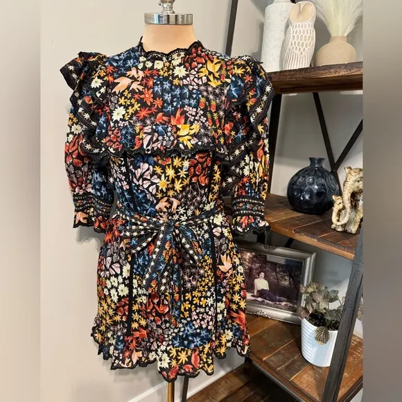 NWT Farm Rio Jujus Garden Black Mini Dress Women’s SIZE SMALL