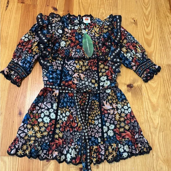 NWT Farm Rio Jujus Garden Black Mini Dress Women’s SIZE SMALL