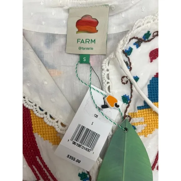 NWT! FARM RIO Macaw Cross Stitch Embroidered Maxi Dress SIZE S