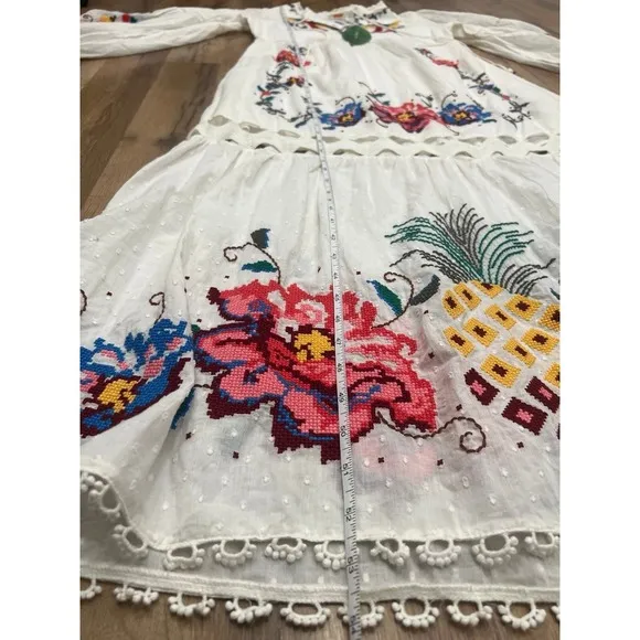 NWT! FARM RIO Macaw Cross Stitch Embroidered Maxi Dress SIZE S