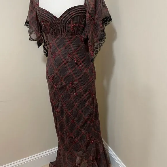 NWT Free People Fallen Flowers Midi Dress Embroidered Beaded size 4Retail $298