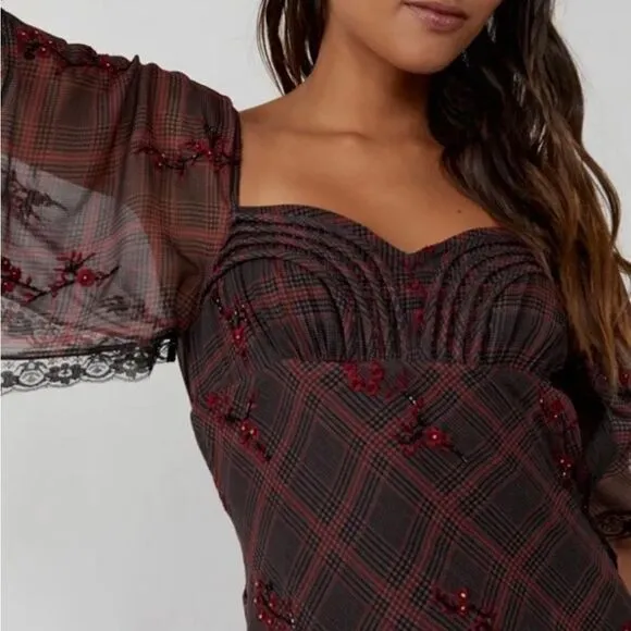 NWT Free People Fallen Flowers Midi Dress Embroidered Beaded size 4Retail $298