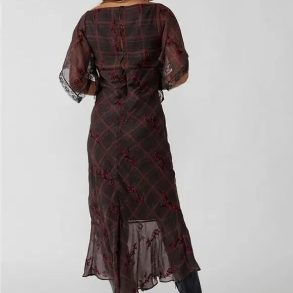 NWT Free People Fallen Flowers Midi Dress Embroidered Beaded size 4Retail $298