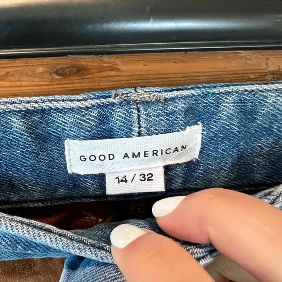 NWT Good American Icon mixed media jeans size 14/32
