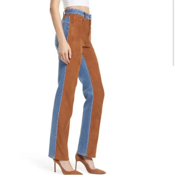 NWT Good American Icon mixed media jeans size 14/32