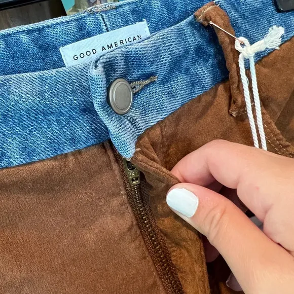 NWT Good American Icon mixed media jeans size 14/32