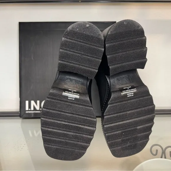 NWT INC Eadin Padded Insole Block Heel Rain Boots Lug Sole Black Size 8